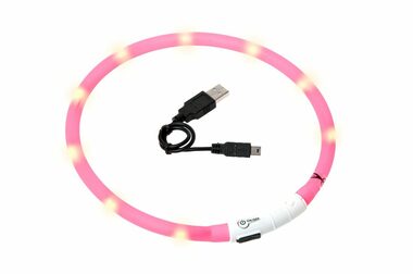 Obroża świetlna LED Karlie różowa - obwód 20-75cm
