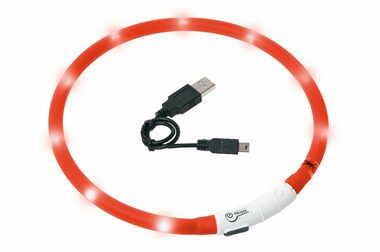 Obroża świetlna LED Karlie czerwona - obwód 20-75cm