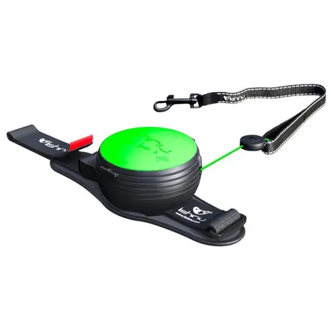 Lishinu3 Smycz NEON zielona - rozmiar S (5-7kg) / Smycz samonakręcająca się bez użycia rąk z liną