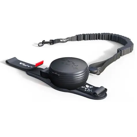 Lishinu3 Smycz na bungee czarna - rozmiar M (8-12kg) / Smycz samozwijająca bez użycia rąk z liną