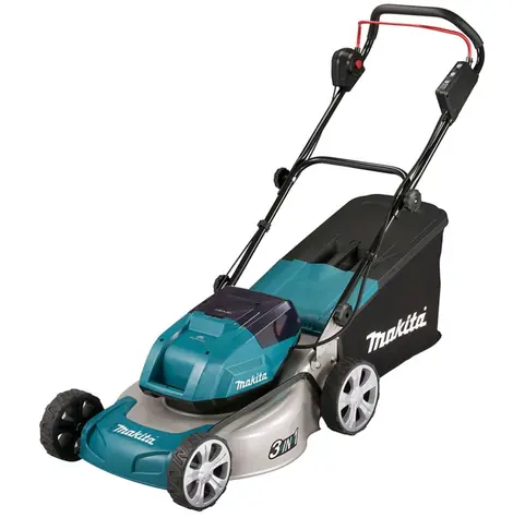 Makita DLM463Z / Kosiarka akumulatorowa / 2x 18V / 3300 obr./min / do 800 m2 / szerokość 46 cm / kosz 60 l / Bez akumulatora