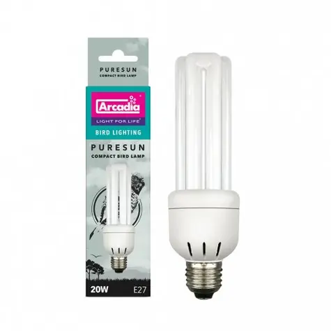 Lampa dla ptaków Arcadia PureSun Compact 20W/15 cm / Żarówka kompaktowa odpowiednia dla wszystkich gatunków ptaków