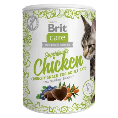 Brit Care Cat Snack Superfruits Kurczak 100 g / Przysmak z dodatkiem „Superowoców” bezzbożowy do sterylizacji 