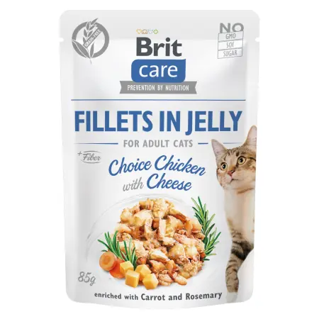 Brit Care Filety dla kota w galaretce z kurczakiem i serem 85 g / Saszetki dla kotów