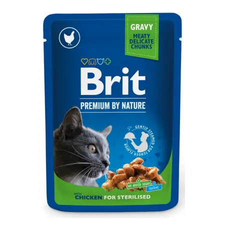 Brit Premium Cat Pouches Plastry Kurczaka do Sterylizacji 100 g / Saszetki dla kotów