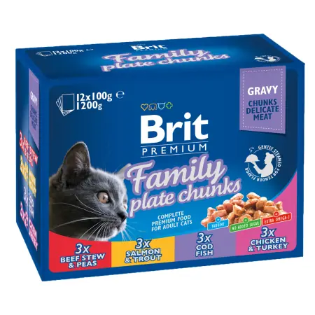 Brit Premium Cat Pouches Family Plate (12x100 g) 1,2 kg / Saszetki dla kotów