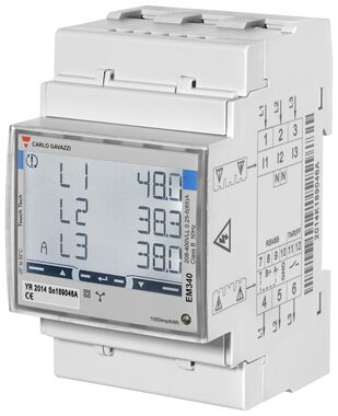 Carlo Gavazzi EM340DIN-AV23X-S1PFB / Trójfazowy dwutaryfowy licznik energii elektrycznej 3x65A / Certyfikat EM340 MID