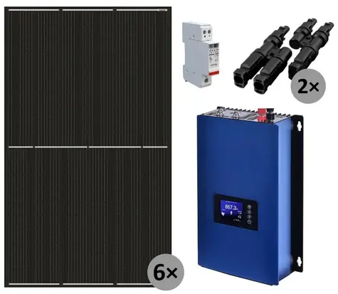 Solarmi GridFree 2000M / elektrownia słoneczna / falownik GTIL 2kW z ogranicznikiem / 6x panel słoneczny 430Wp