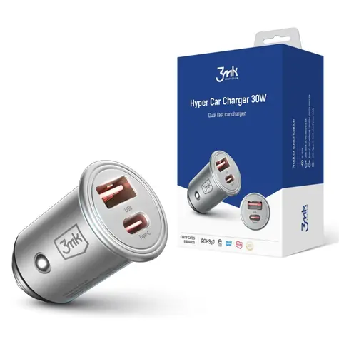 Zasilacz samochodowy 3mk Hyper CL (30W) / 30W / 1x USB + 1x USB - C 