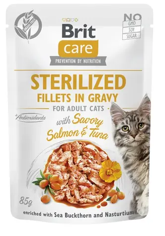 Brit Care Cat Sterylized Salomon&Tuna Pouch - tuńczyk z łososiem 85g / Saszetki dla kotów wykastrowanych