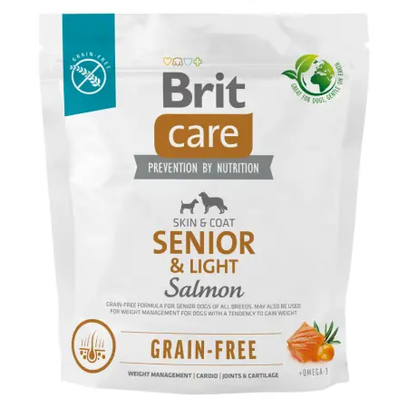 Brit Care Dog Grain-Free Senior&Light Salmon 1kg / Granulat dla psów / Wysokiej jakości sierść i skóra