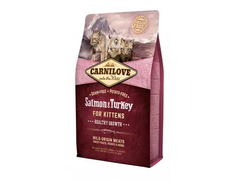 CARNILOVE Cat Free Grain Free Salmon&Turkey Kittens Zdrowy wzrost 2kg / Holistyczna kompletna karma dla kociąt / bez zbóż / wyprzedaż końcowa
