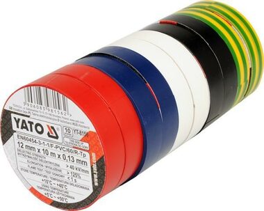 YATO YT-8156 / Taśma izolacyjna 12 x 0,13 mm x 10 m / kolorowa / 10 szt.