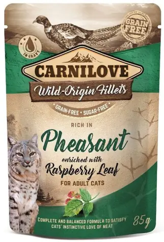 Carnilove Cat Pouch Bażant z Raspberry 85g / Saszetka dla kotów