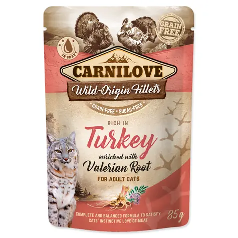 Carnilove Cat Pouch Indyk z Walerianą 85g / Saszetka dla kotów