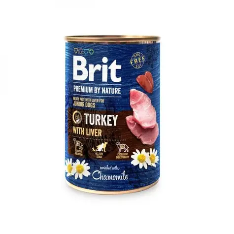 Brit Premium by Nature Indyk z Wątróbką 400g / Puszka dla psów
