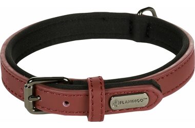Flamingo Binti Skórzana obroża z neoprenem w kolorze czerwonym S