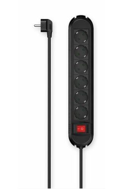 HAMA Przedłużacz z wyłącznikiem (6x Schuko) 3 m czarny