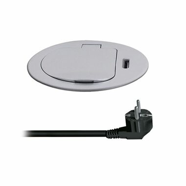 Gniazdo wbudowane Solight 1z + USB-C 20W PD srebrne / 2m