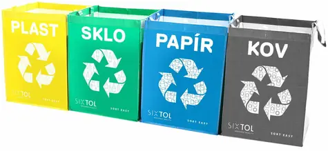 SIXTOL SORT Easy 4 METAL 4szt / Worki na odpady sortowane / 30x30x40cm / 4x36l