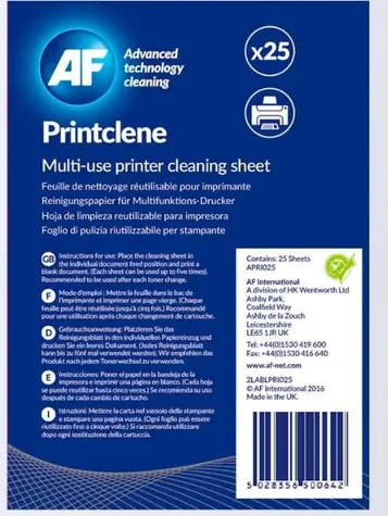 AF Print-Clene - Spec. papier do czyszczenia laserów, drukarek i faksów / 25 szt
