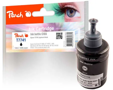 Alternatywny tusz pigmentowy Peach T7741 czarny / do Epson L1455 i L605 i L655 i EcoTank ET-4550 i L1455 / 140 ml 