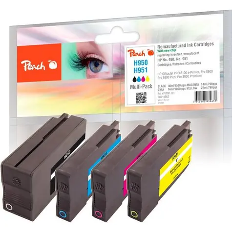 Alternatywny wkład Peach 950 Multi-Pack- PLUS / HP OFFICEJET 8100 8600 / 1x46ml i 3x14ml