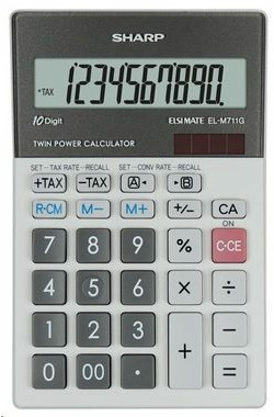 Sharp EL-M711GGY srebrny / kalkulator stacjonarny / dziesięciocyfrowy