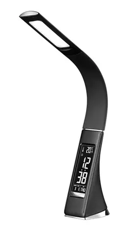 Lampa stołowa LED Solight WO46-B z wyświetlaczem 6W czarna / 4100K / skóra