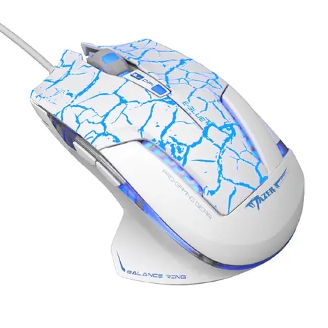 E-BLUE Mazer Pro White / Mysz optyczna do gier / 2500 DPI / 6 przycisków / 1 kółko / Przewodowa (USB)