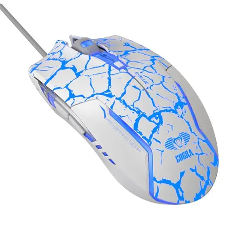 E-BLUE Cobra biała / Mysz optyczna do gier / 2500DPI / 6 przycisków / 1 kółko / przewodowa (USB) 