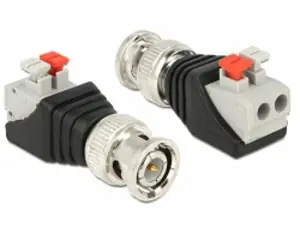 Adapter DeLock BNC męski > listwa zaciskowa z przyciskami 2 piny
