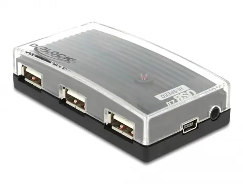 DeLock HUB USB 2.0 4-portowy zewnętrzny w zestawie zasilacz