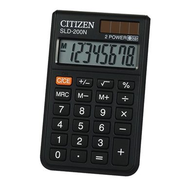 Citizen SLD-200NR / Kalkulator kieszonkowy / 8-cyfrowy LCD / Funkcje matematyczne / M+/M-