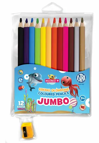 Kredki ASTRA Mini Mini 12 szt. Jumbo z temperówką