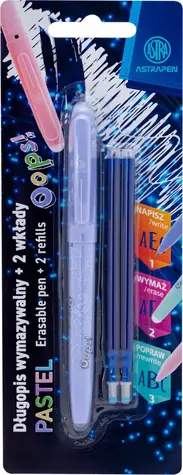 ASTRA Ups! Długopis gumowy 0,6 mm + 2 wkłady (mix, pastel)
