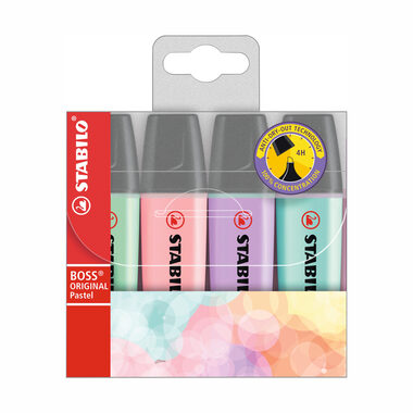 STABILO® BOSS ORIGINAL Pastel - zestaw 4 szt. - zielony, różowy, fioletowy, turkusowy