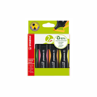 STABILO® GREEN BOSS - zestaw 4 szt. - zielony, różowy, pomarańczowy, żółty