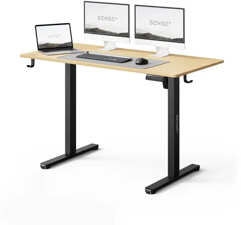 SENSE7 NOJO LIGHT Stół roboczy sosna czarna / wysokość regulowana elektrycznie / 120 x 60 cm / nośność 70 kg