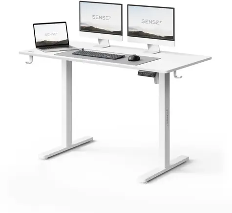 Biurko SENSE7 Nojo Light Work białe / elektrycznie regulowana wysokość / 120 x 60 cm / nośność 70 kg