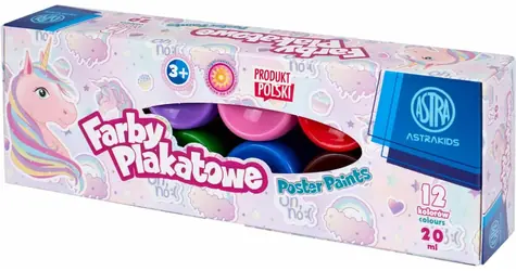 Farby temperowe ASTRA 12x20ml Jednorożec / od 3 lat