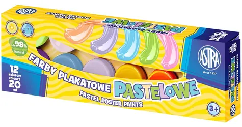 Farby temperowe ASTRA 12x20ml pastelowe / od 3 lat