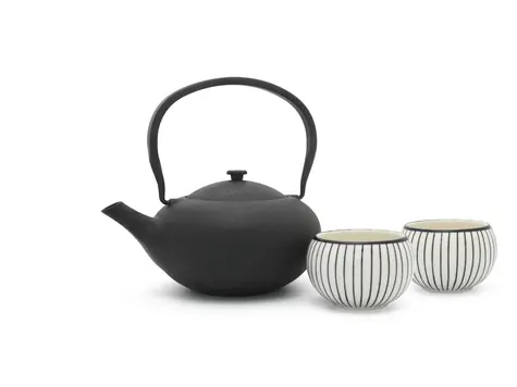 Bredemeijer Shanxi Czajniczek + 2 filiżanki / 1 l / czajniczek żeliwny / filiżanki porcelanowe