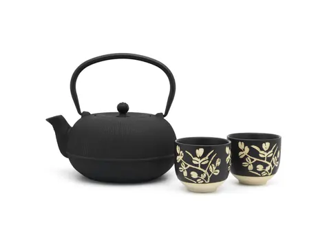 Bredemeijer Sichuan Czajniczek + 2 filiżanki / 1 l / garnek żeliwny / filiżanki porcelanowe