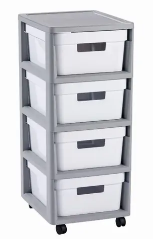 Curver INFINITY Półka z szufladami 4x11l szaro-biała