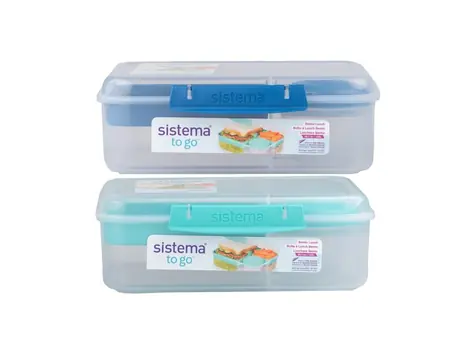 Sistema TO GO Pudełko trzykomorowe z pojemnikiem na jogurt i 2 tackami 1,65 l mix kolorów