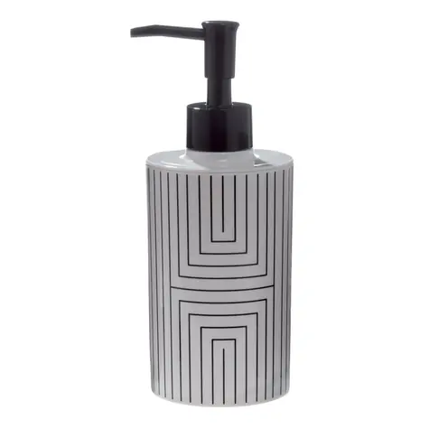 Dozownik do mydła Spirella GRAPHIC biało-czarny / żywica poliestrowa / 380 ml