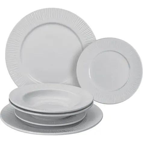Zestaw talerzy obiadowych Lamart Fancy, okrągłych, 6 szt., biały / porcelanowy