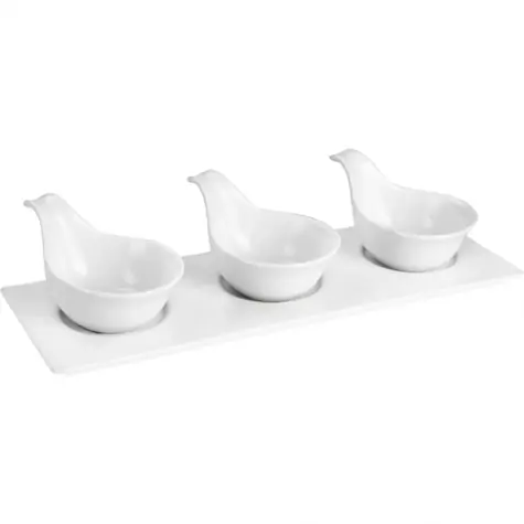 Zestaw misek do serwowania Lamart Dine, 3 szt., biały / 34 x 12 cm / porcelana