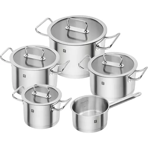 Bazar - Zestaw garnków ze stali nierdzewnej Zwilling Pro 5 szt. / 4X garnki + pokrywki / 1 rondel / Bazar